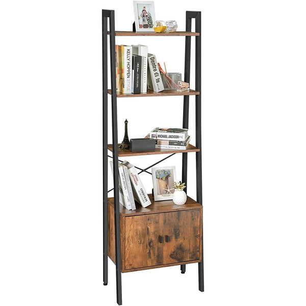 VASAGLE Ladder Bookshelf with Cupboard Rustic Brown LLS47BX Tristar Online