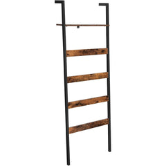 VASAGLE Blanket Ladder Wall-Leaning Rack with Storage Shelf Rustic Brown and Black LLS012B01 Tristar Online