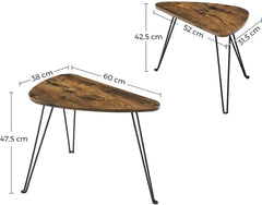 VASAGLE Nesting Table Triangle Rustic Brown and Black LNT012B01 Tristar Online