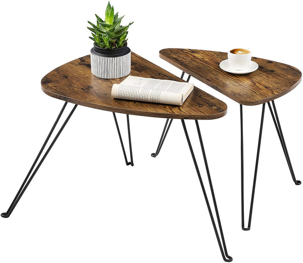 VASAGLE Nesting Table Triangle Rustic Brown and Black LNT012B01 Tristar Online