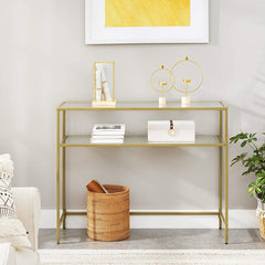 VASAGLE Console Table with Tempered Glass Gold Colour LGT025A01 Tristar Online