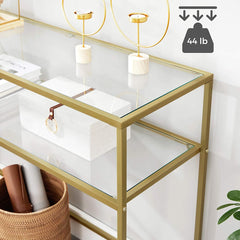 VASAGLE Console Table with Tempered Glass Gold Colour LGT025A01 Tristar Online