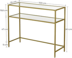 VASAGLE Console Table with Tempered Glass Gold Colour LGT025A01 Tristar Online