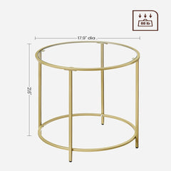 VASAGLE Round Side Tables Set of 2 Tempered Glass with Steel Frame Gold LGT037A61 Tristar Online