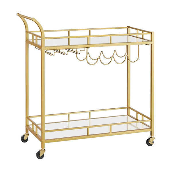 VASAGLE Gold Bar Serving Wine Cart With Wheels And Wine Bottle Holders LRC090A03 Tristar Online