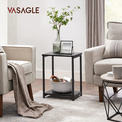 VASAGLE Side Table Set of 2 Charcoal Gray and Black with Storage Shelf LET272B16 Tristar Online