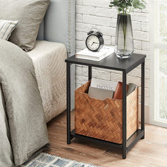 VASAGLE Side Table Set of 2 Charcoal Gray and Black with Storage Shelf LET272B16 Tristar Online