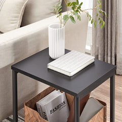 VASAGLE Side Table Set of 2 Charcoal Gray and Black with Storage Shelf LET272B16 Tristar Online