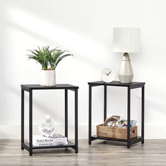 VASAGLE Side Table Set of 2 Charcoal Gray and Black with Storage Shelf LET272B16 Tristar Online