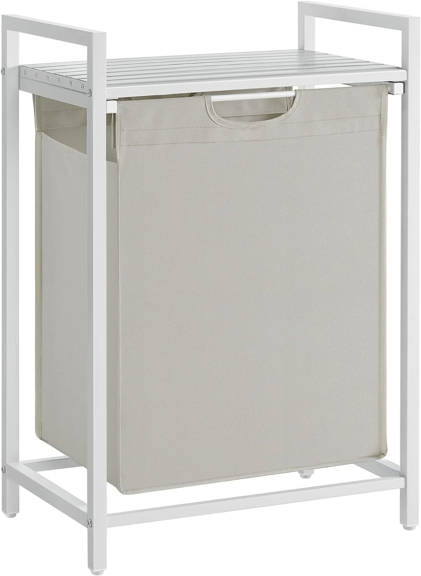 VASAGLE Laundry Hamper with Shelf and Pull-Out Bag 65L White BLH101W01 Tristar Online
