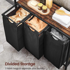 VASAGLE Laundry Hamper with 3 Bags Rustic Brown and Black Tristar Online