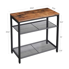 VASAGLE INDESTIC Side Table 3-Tier End Table with Mesh Shelves Industrial Design Rustic Brown Tristar Online