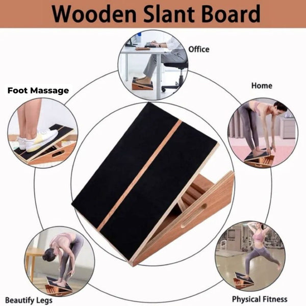 VERPEAK Wooden Slant Board Adjustable Incline Board and Calf Stretcher with Anti-Slip Safety Treads (Black with Wood) VP-BT-101-BK Tristar Online