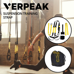 VERPEAK Suspension Trainer Resistance System Training Kit (Black and yellow) VP-SPT-100-YN Tristar Online