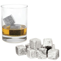 Whiskey Stones Ice Melts - 9 Reusable Natural Marble Chilling Scotch Rocks Cubes Tristar Online