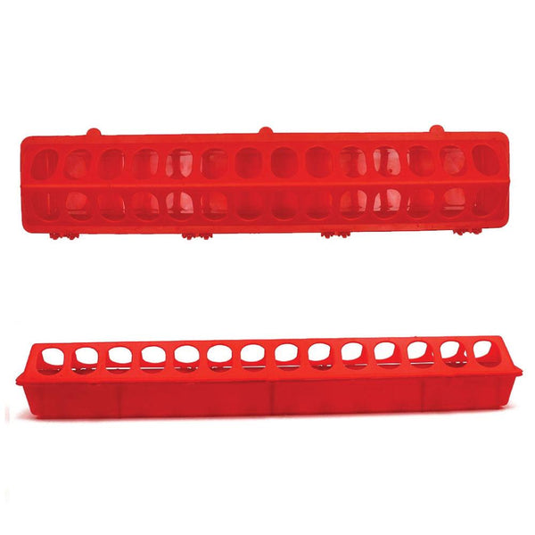 50cm Long Poultry Feeder Chicken Feeding Trough Red Plastic Flip Top Container Tristar Online