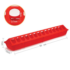 50cm Long Poultry Feeder Chicken Feeding Trough Red Plastic Flip Top Container Tristar Online