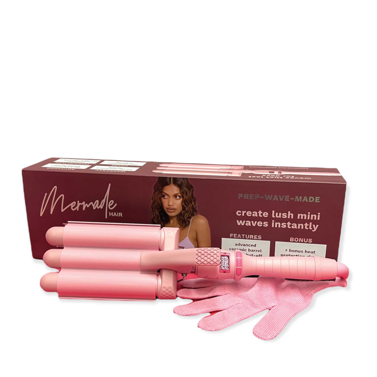 Mermade Hair Pro Waver Mini 25mm Pink 3 Barrel Styling Wand Mermaid Wave Tool Tristar Online