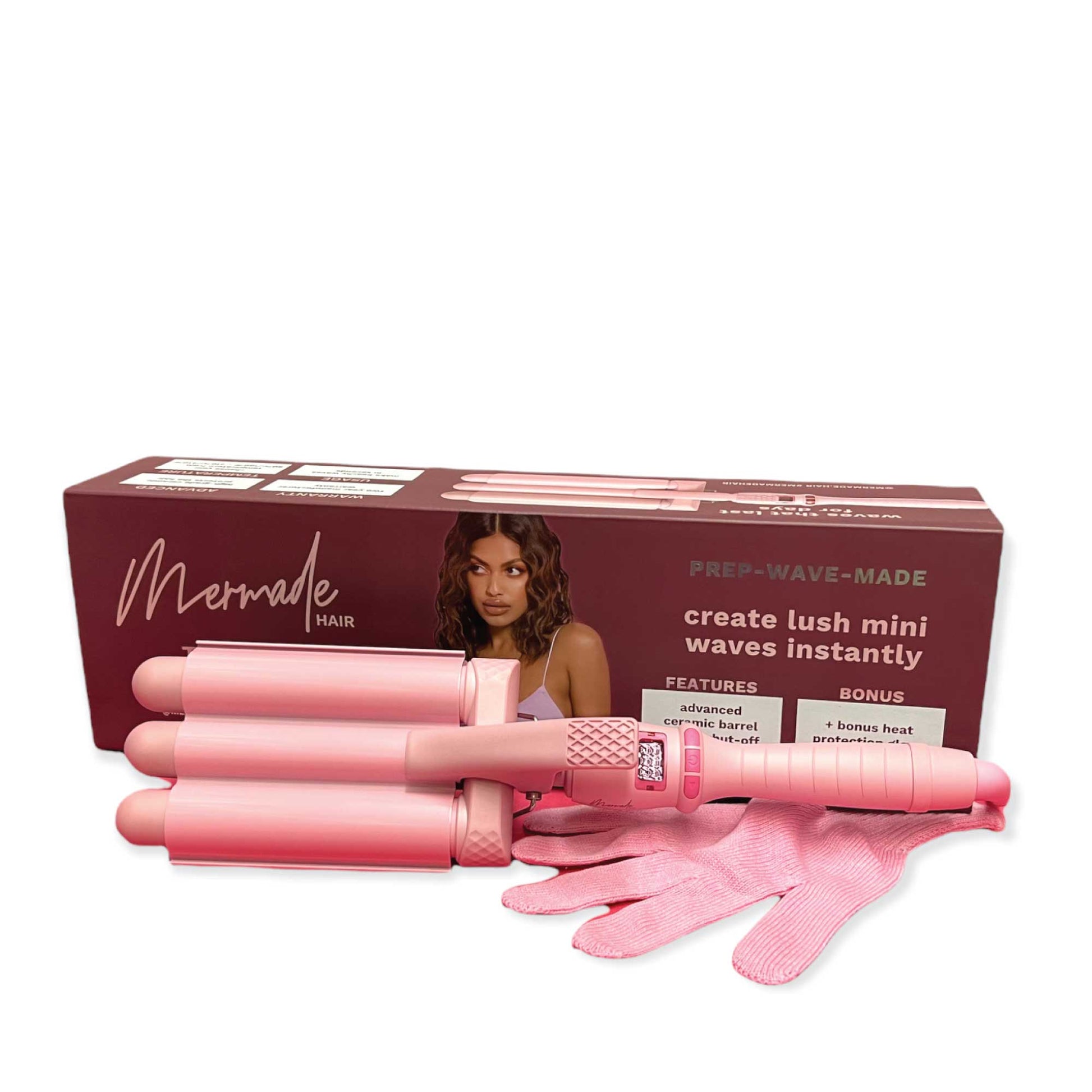Mermade Hair Pro Waver Mini 25mm Pink 3 Barrel Styling Wand Mermaid Wave Tool Tristar Online