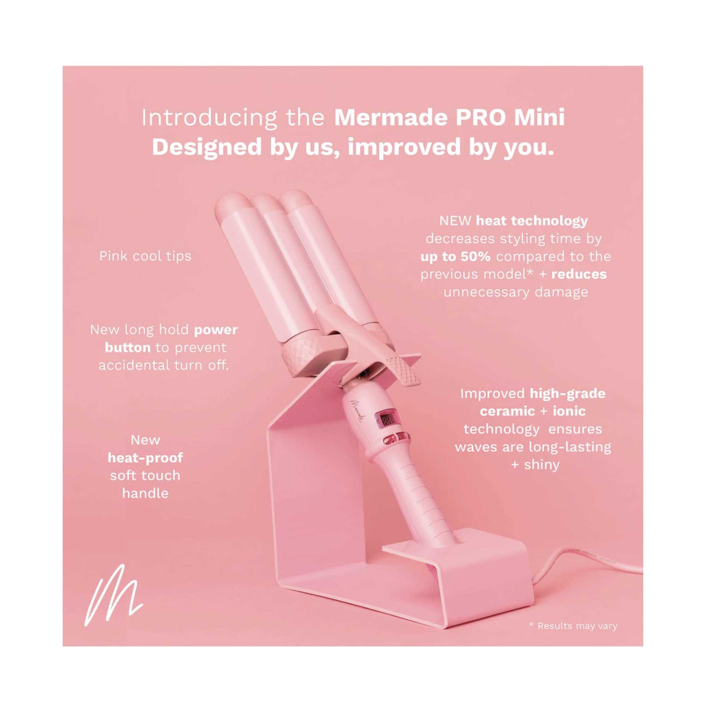 Mermade Hair Pro Waver Mini 25mm Pink 3 Barrel Styling Wand Mermaid Wave Tool Tristar Online
