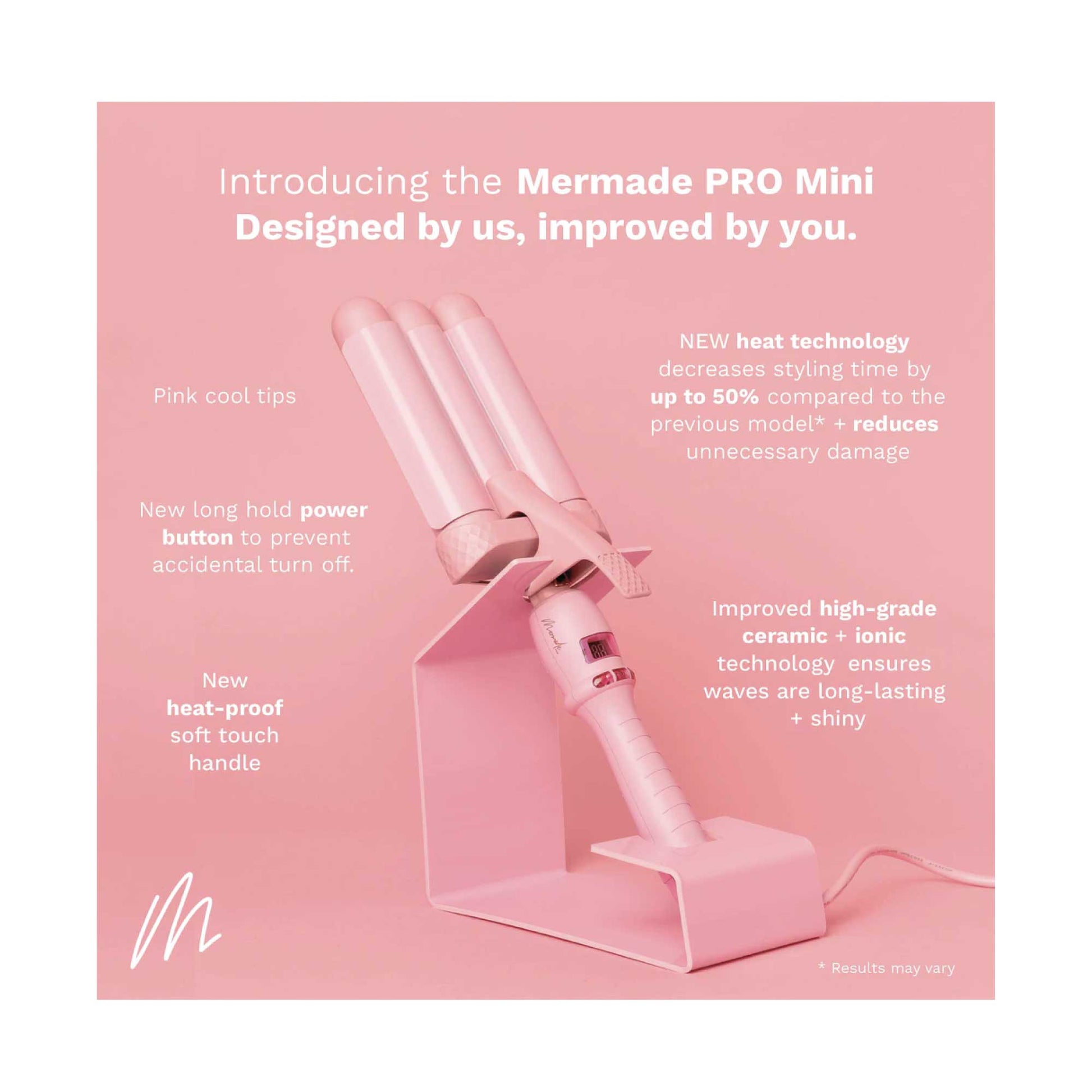 Mermade Hair Pro Waver Mini 25mm Pink 3 Barrel Styling Wand Mermaid Wave Tool Tristar Online