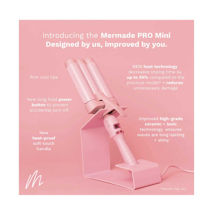 Mermade Hair Pro Waver Mini 25mm Pink 3 Barrel Styling Wand Mermaid Wave Tool Tristar Online