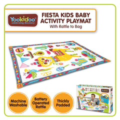 Yookidoo Fiesta Kids Baby Activity Playmat To Bag With Musical Rattle Padded Tristar Online