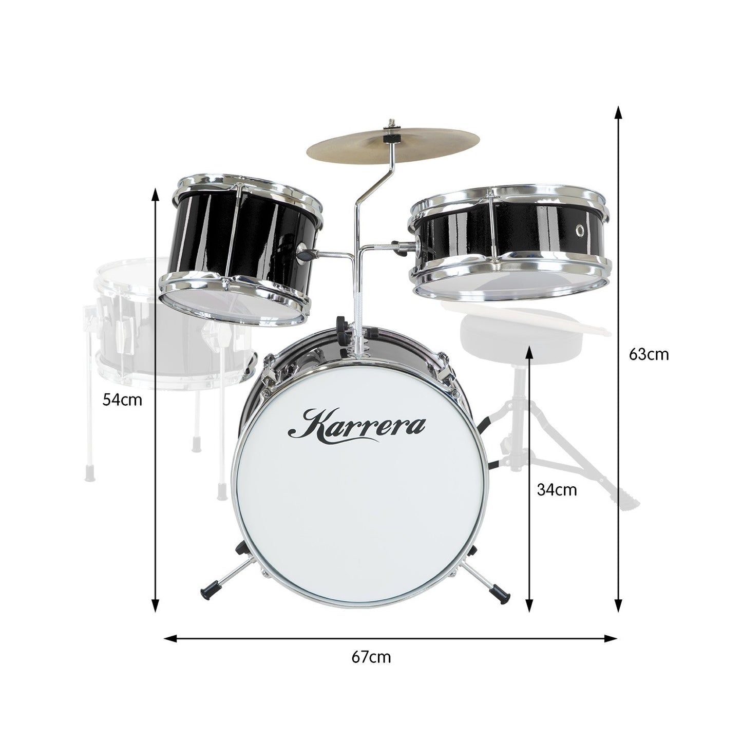 Karrera Children's 4pc Drum Kit - Black Tristar Online