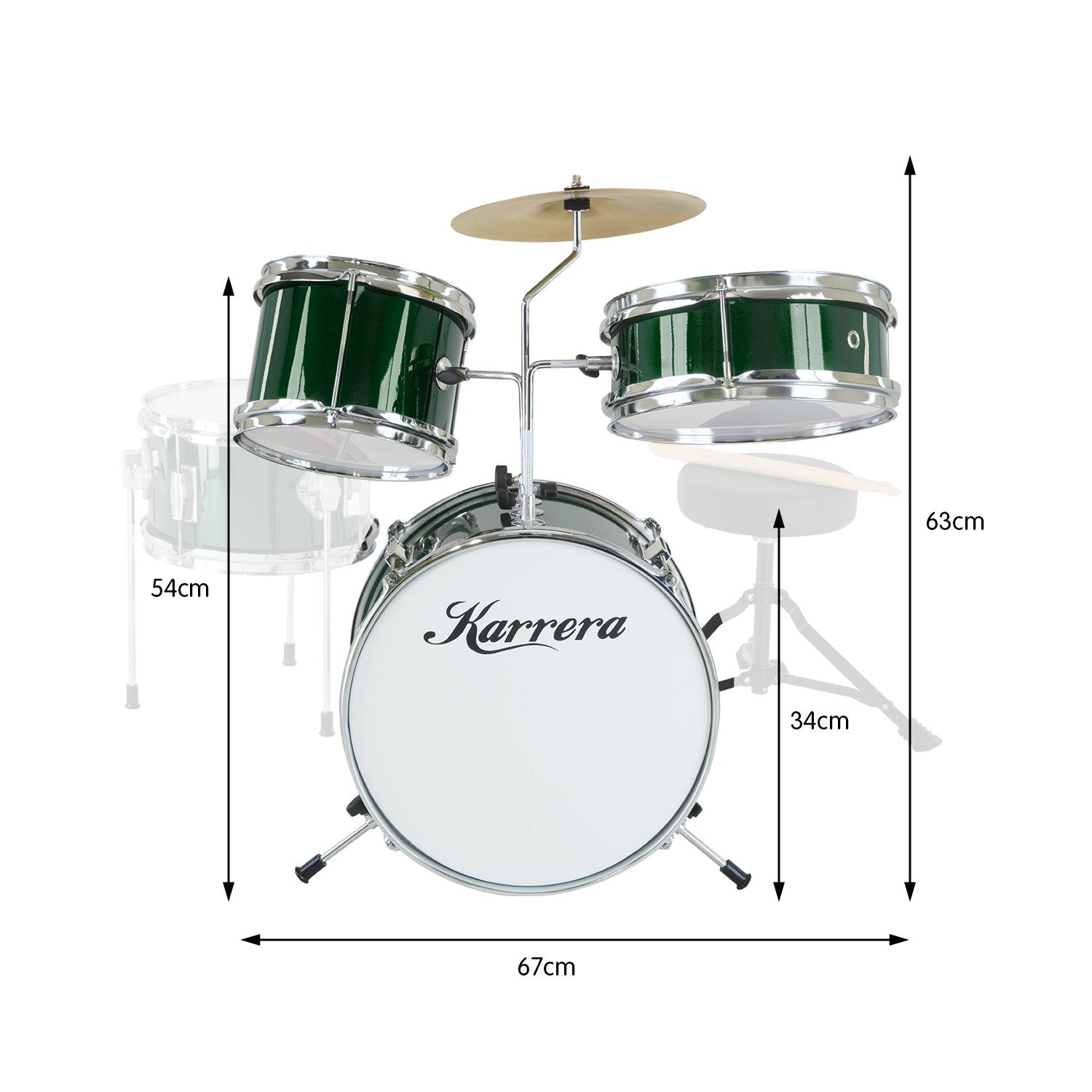 Karrera Children's 4pc Drumkit - Green Tristar Online