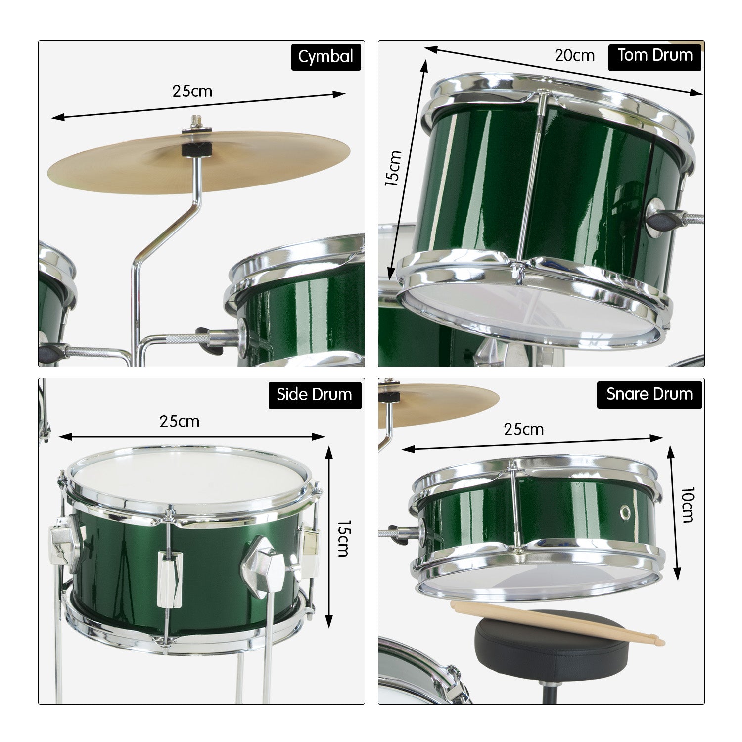 Karrera Children's 4pc Drumkit - Green Tristar Online