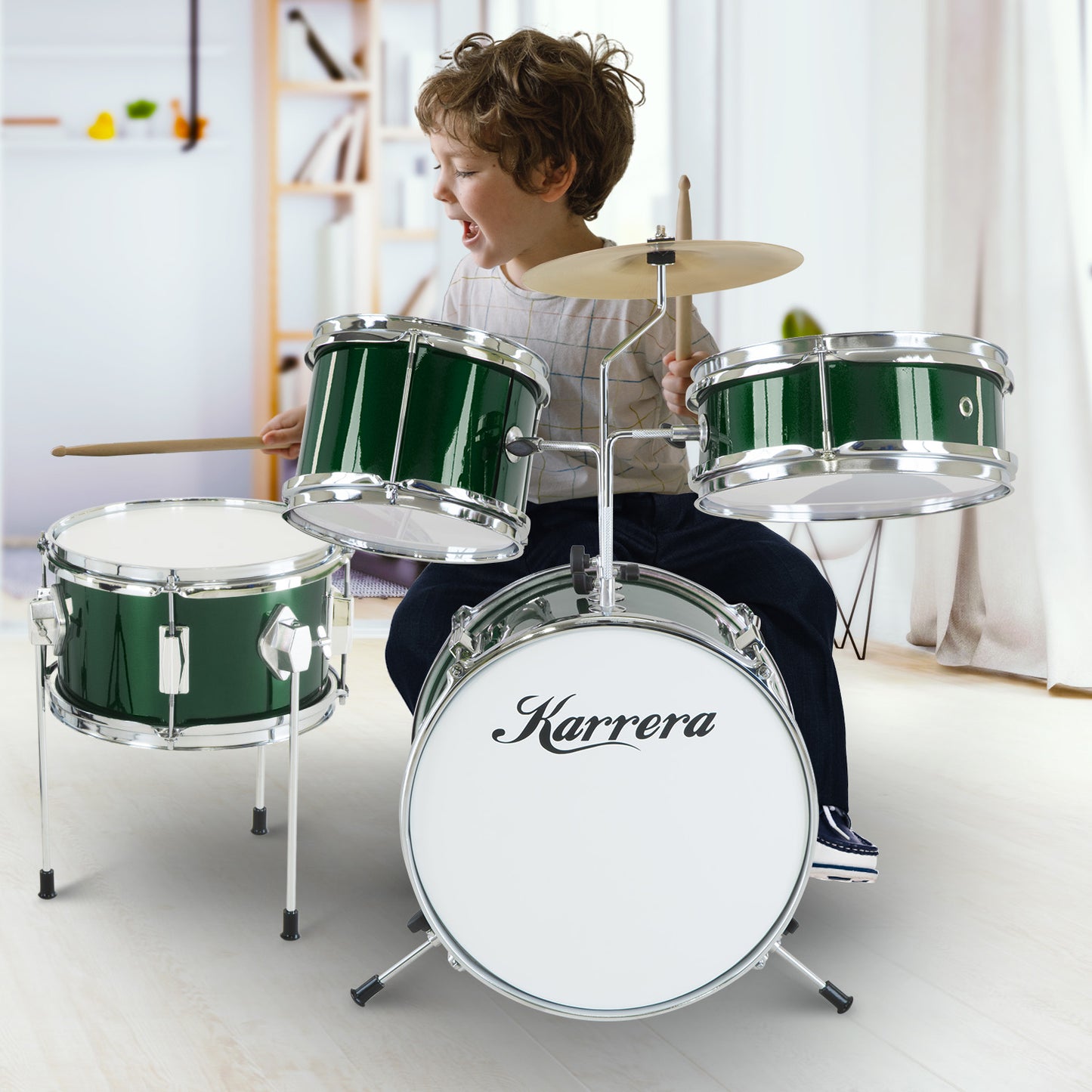 Karrera Children's 4pc Drumkit - Green Tristar Online