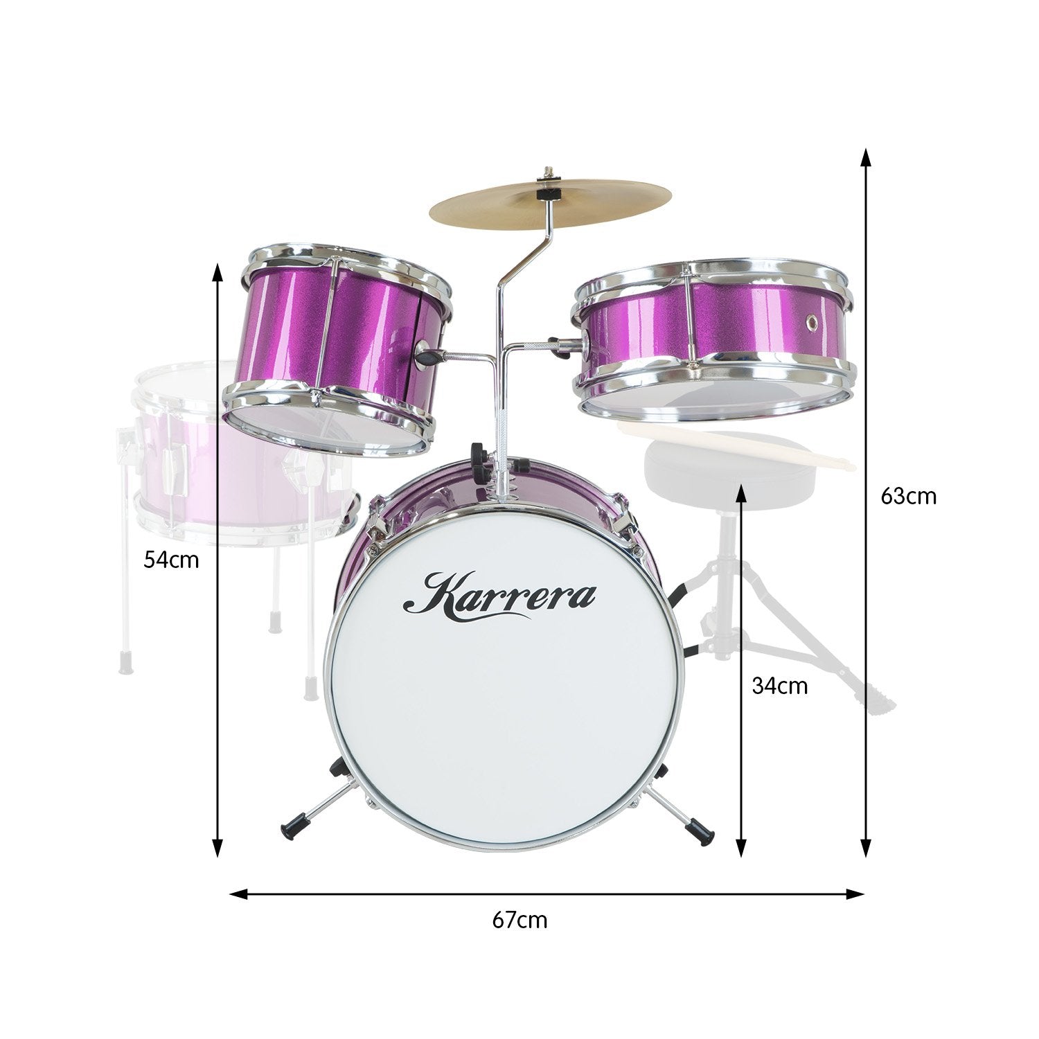 Karrera Childrens 4pc Drum Kit - Purple Tristar Online