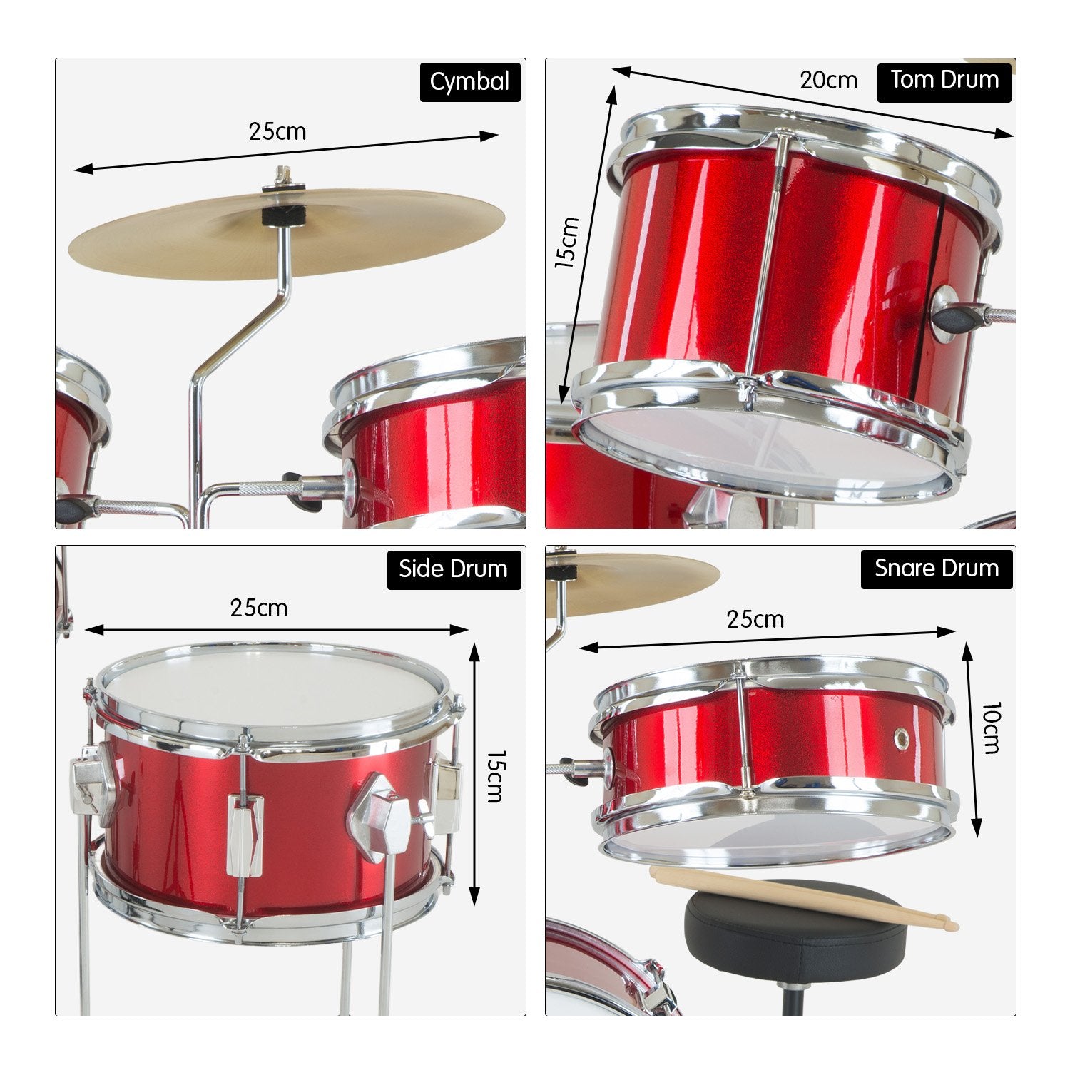 Karrera Children's 4pc Drum Kit - Red Tristar Online