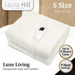 Laura Hill Heated Electric Blanket Fitted Fleece Underlay Throw Single Tristar Online