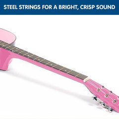 Karrera 38in Cutaway Acoustic Guitar with guitar bag - Pink Tristar Online