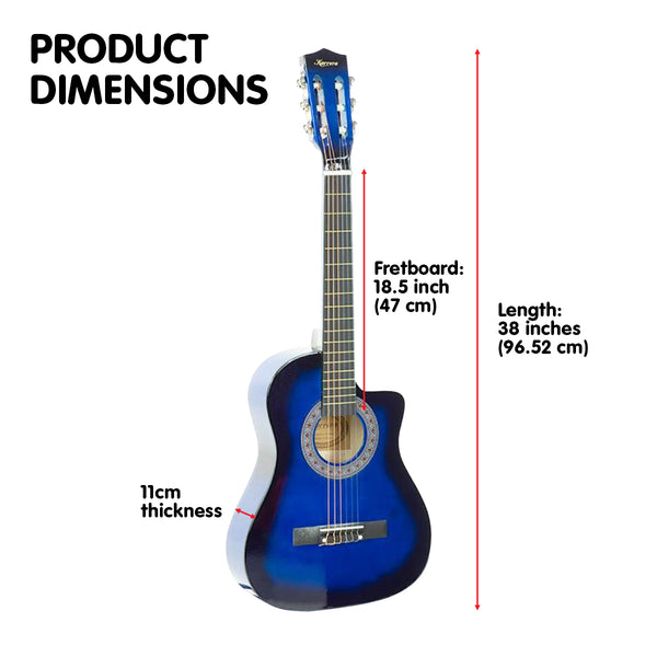Karrera 38in Cutaway Acoustic Guitar with guitar bag - Blue Burst Tristar Online