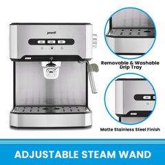 Pronti 1.6L Automatic Coffee Espresso Machine with Steam Frother Tristar Online