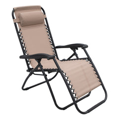 Wallaroo Zero Gravity Reclining Deck Lounge Sun Beach Chair Outdoor Folding Camping - Beige Tristar Online