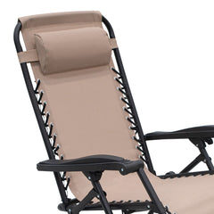 Wallaroo Zero Gravity Reclining Deck Lounge Sun Beach Chair Outdoor Folding Camping - Beige Tristar Online