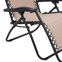 Wallaroo Zero Gravity Reclining Deck Lounge Sun Beach Chair Outdoor Folding Camping - Beige Tristar Online