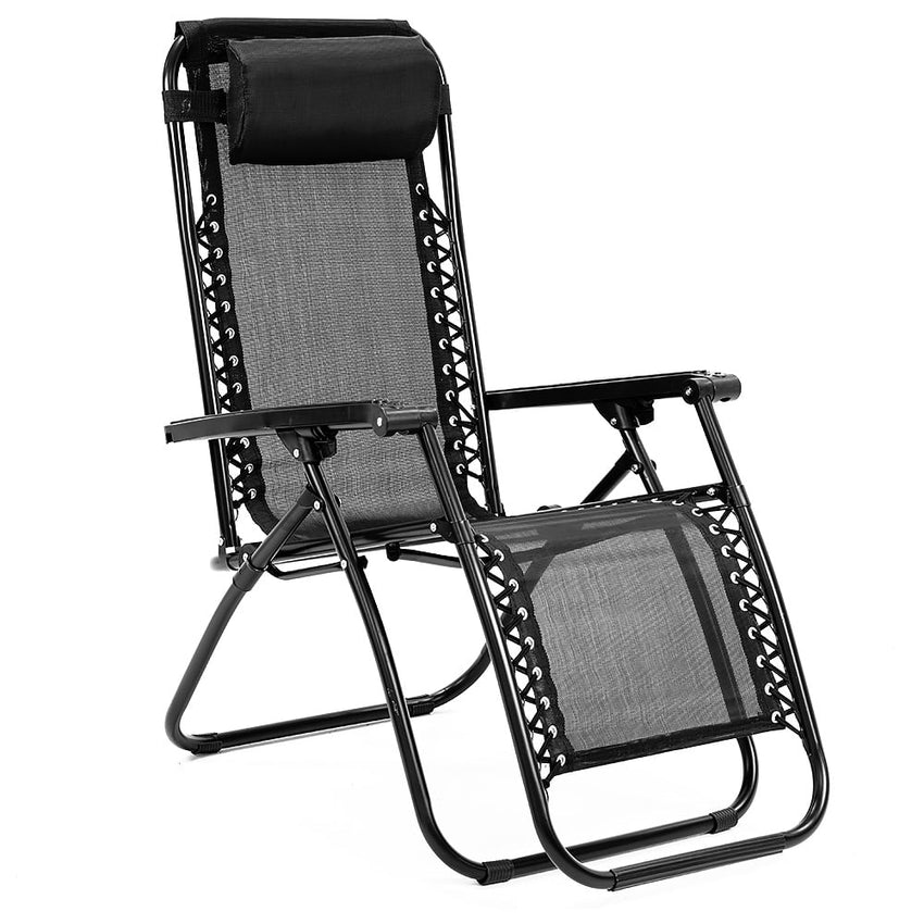 Wallaroo Zero Gravity Reclining Deck Lounge Sun Beach Chair Outdoor Folding Camping - Black Tristar Online