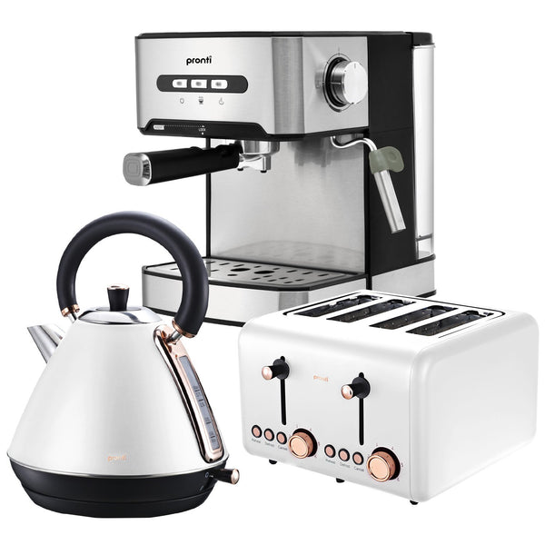 Pronti Toaster, Kettle & Coffee Machine Breakfast Set - White Tristar Online