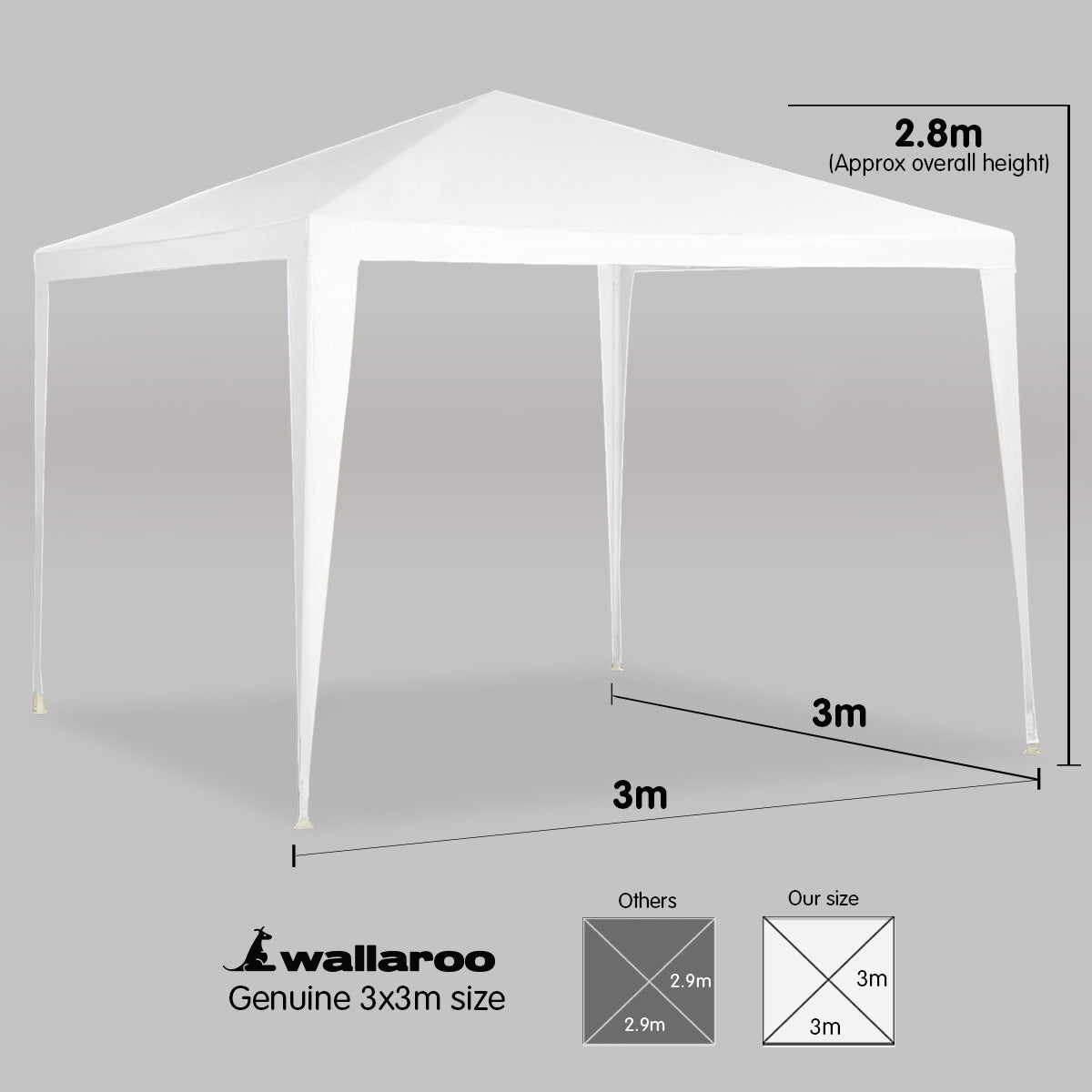 Wallaroo 3x3m Outdoor Party Wedding Event Gazebo Tent - White Tristar Online