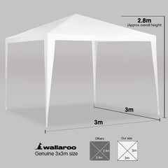 Wallaroo 3x3m Outdoor Party Wedding Event Gazebo Tent - White Tristar Online