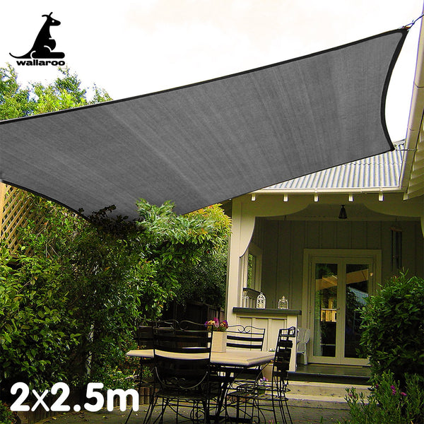 Wallaroo Outdoor Sun Shade Sail Canopy Grey Rectangle 2 x 2.5M Tristar Online