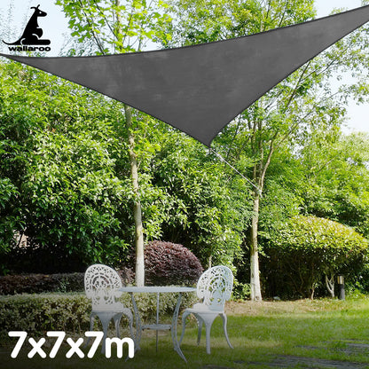 Wallaroo Outdoor Sun Shade Sail Canopy Grey Triangle 7 x 7 x 7M Tristar Online