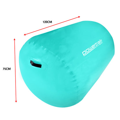 Powertrain Sports Inflatable Gymnastics Air Barrel Exercise Roller 120 x 75cm - Green Tristar Online