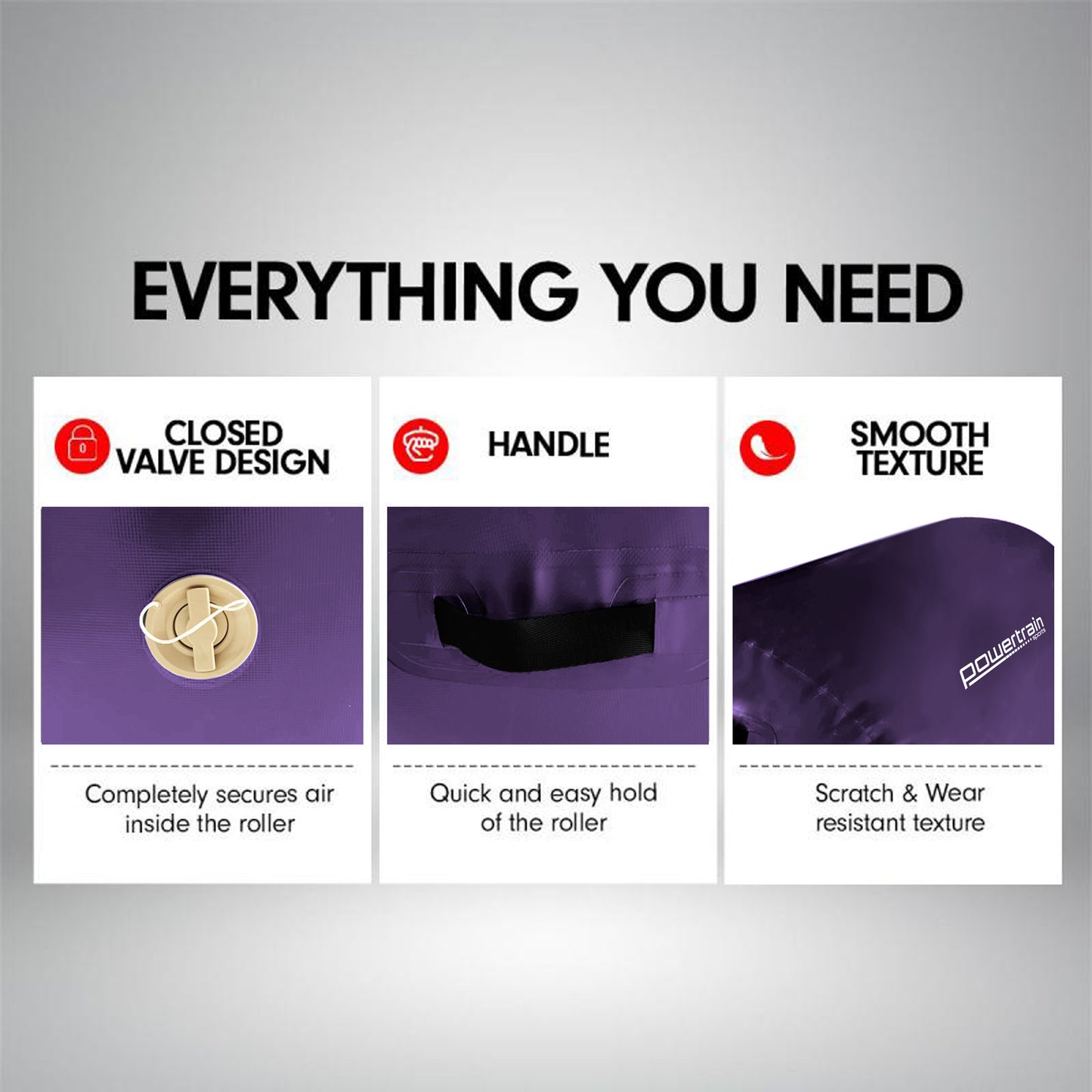 Powertrain Sports Inflatable Air Exercise Roller Gymnastics Gym Barrel 120 x 75cm Purple Tristar Online