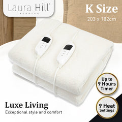 Laura Hill Electric Blanket Heated Fitted King Size Bed Safety 9 Heat Levels Tristar Online