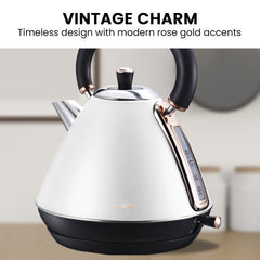 Pronti 1.7l Rose Trim Collection Kettle - White Tristar Online